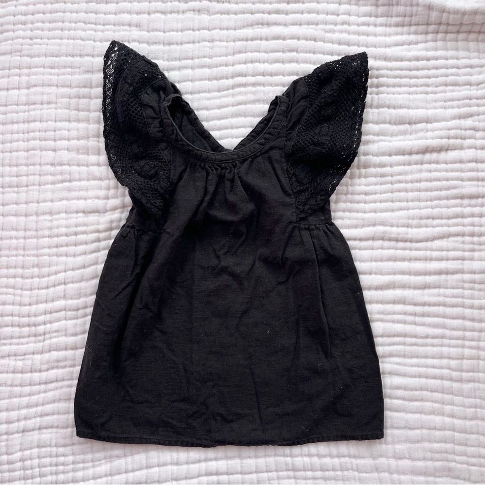 Old Navy Black Crochet Flutter Sleeve Dresss